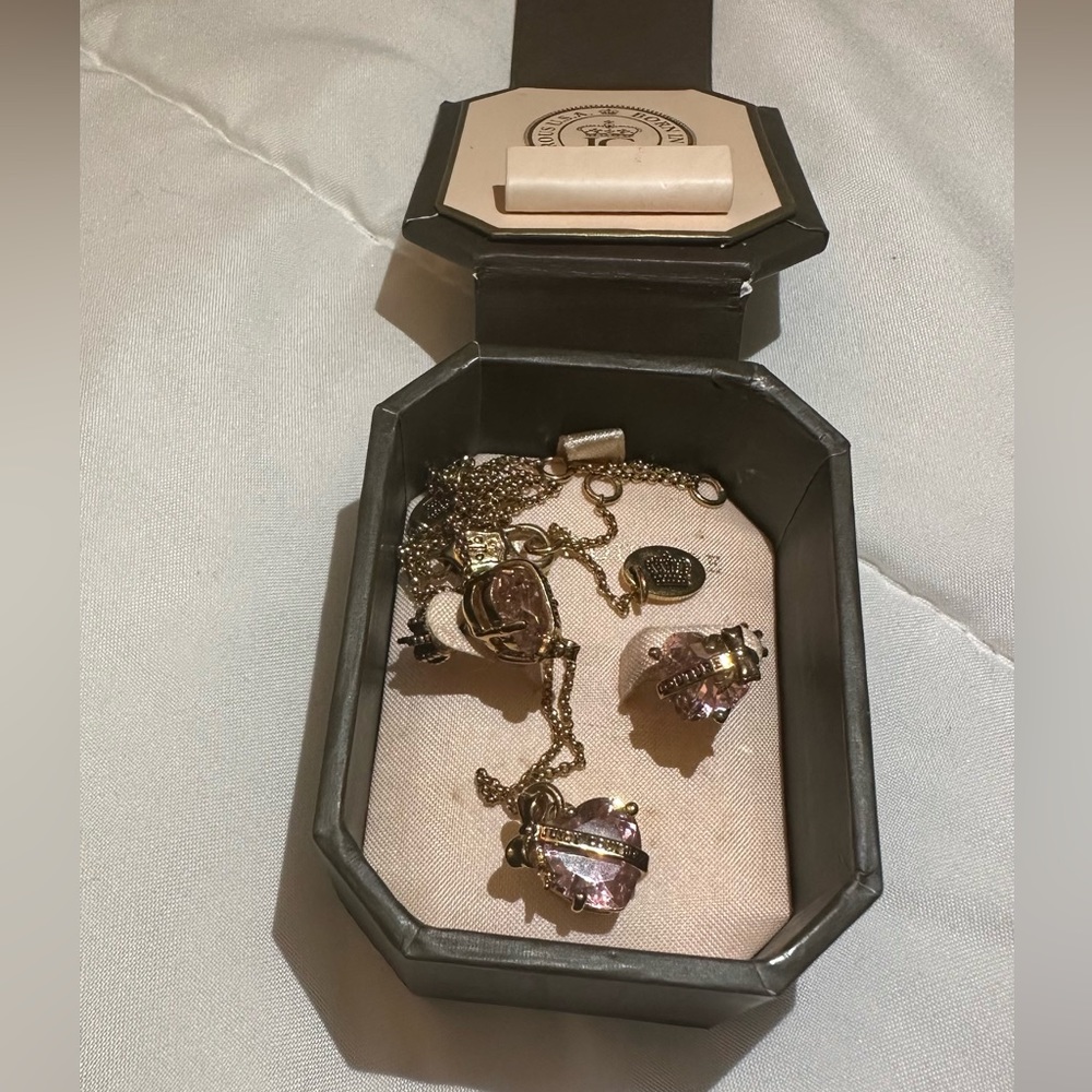Juicy couture matching pink heart earrings and necklace